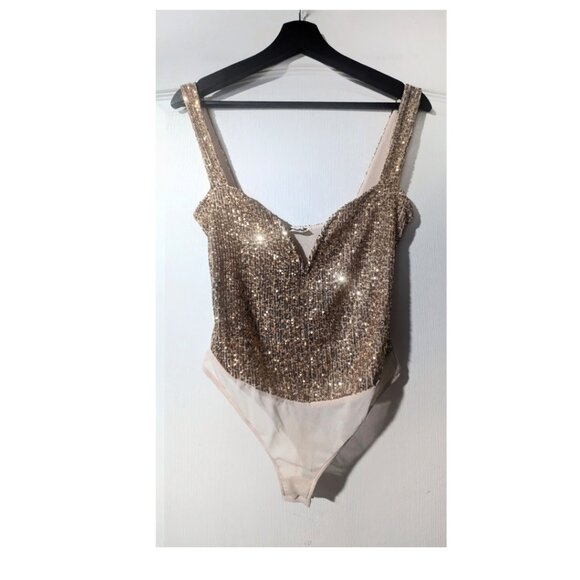 Free People Intimately |  Sparks Fly Sequin Corset Bodysuit In Gold - Picture 4 of 10